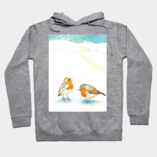 Red Robins in Snow Hoodie